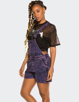 Peto Grimey W LIVEUTION GIRL SHORT DENIM OVERALL - Morado