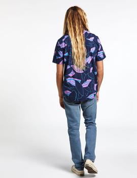 CAMISA VOLCOM SECRET LEAF SS SHIRT BLB BLUE BLACK