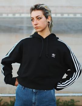 Sudadera Crop Capucha Adidas SHORT HOODIE - Negro