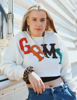 Sudadera Crew Grimey W THE LOOT GIRL CROP - Blanco