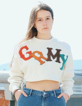 Sudadera Crew Grimey W THE LOOT GIRL CROP - Blanco