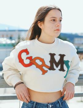 Sudadera Crew Grimey W THE LOOT GIRL CROP - Blanco