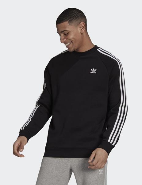 Empuje hacia abajo impacto Hostal Sudadera 3 STRIPES CREW - Negro