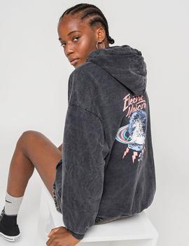 Sudadera Capucha Kaotiko WASHED UNICORN - Negro