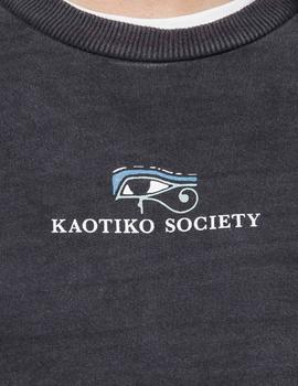 Sudadera Crew Kaotiko WASHED ISIS - Negro