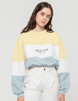Sudadera Crew Kaotiko FAITH - Amarillo Blanco Azul