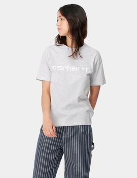 Camiseta CARHARTT W' SCRIPT - Ash Heather / White