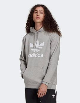 Sudadera ADIDAS capucha TREFOIL - Gris Vigoré/Blanco