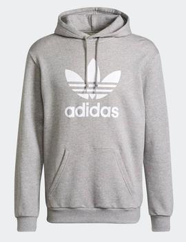 Sudadera ADIDAS capucha TREFOIL - Gris Vigoré/Blanco