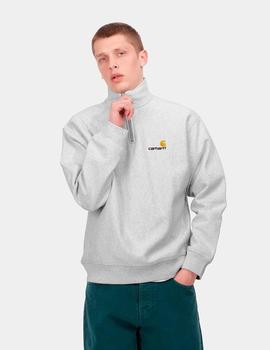 Sudadera CARHARTT WIP HALF ZIP AMERICAN SCRIPT - Ash Heather