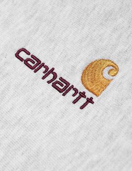 Sudadera CARHARTT WIP HALF ZIP AMERICAN SCRIPT - Ash Heather