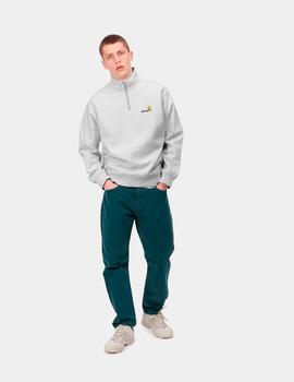 Sudadera CARHARTT WIP HALF ZIP AMERICAN SCRIPT - Ash Heather
