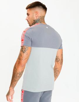 Camiseta COLOUR BLOCK TAPED - Steel / Silver / Red