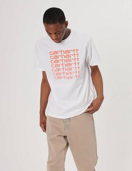 Camiseta Carhartt FADDING SCRIPT - White pop coral