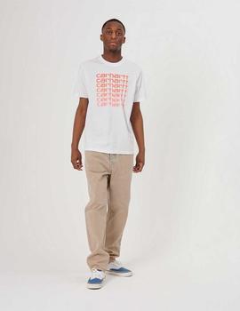 Camiseta Carhartt FADDING SCRIPT - White pop coral