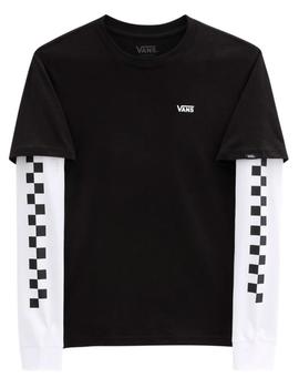 Camiseta Vans LONG CHECK TWOFER - Black/Black (JUNIOR)