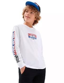 Camiseta Vans JR EASY LOGO LS - White