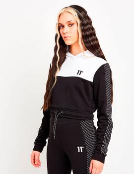 Sudadera Capucha CUT& SEW MESH CROPPED - Black Whi