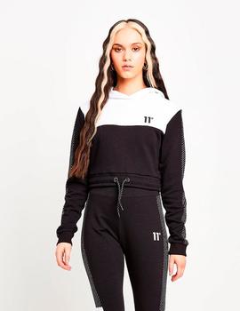 Sudadera Capucha CUT& SEW MESH CROPPED - Black Whi