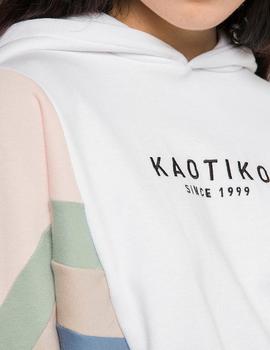 Sudadera KAOTIKO Capucha KARA - White Pink Fresh Green