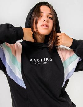 Sudadera Capucha KAOTIKO EWAN - Negro Rosa Candy Verde