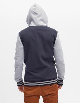 Sudadera Capucha HYDROPONIC PINK VARSITY -Navy/ Heather Grey