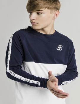 Camiseta ILLUSIVE L TAPED CUT AND SEW LS TEE - NAVY WHITE