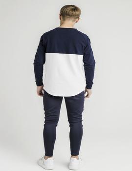 Camiseta ILLUSIVE L TAPED CUT AND SEW LS TEE - NAVY WHITE