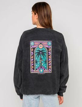 Sudadera KAOTIKO CREW WASHED PALM VIBES - Black