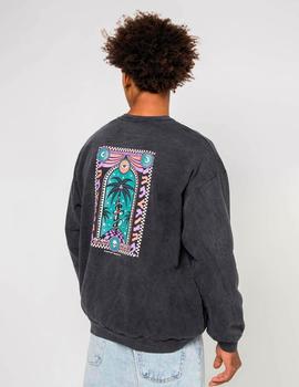 Sudadera KAOTIKO CREW WASHED PALM VIBES - Black