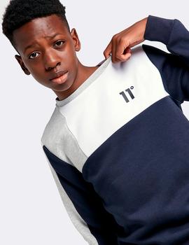 Sudadera Crew JR BOXY BLOCK - Navy Grey Marl White