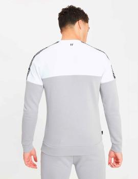 Sudadera Crew 11DEGREES MIXED FABRIC TAPED - Silver White Bl