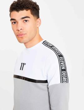 Sudadera Crew 11DEGREES MIXED FABRIC TAPED - Silver White Bl