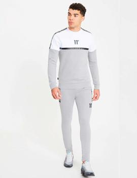 Sudadera Crew 11DEGREES MIXED FABRIC TAPED - Silver White Bl