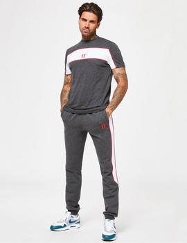 Camiseta Eleven CUT & SEW COLOUR BLOCK PIPED - Black Marl