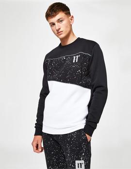 Sudadera Crew Eleven SPLATTER PRINT PIPED CUT&SEW - White