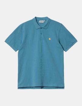Polo CARHARTT CHASE PIQUE - Icy Water / Gold