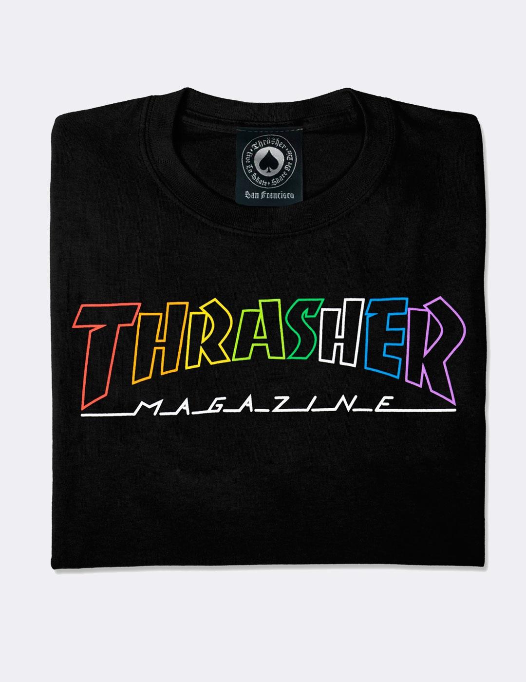 Camiseta THRASHER OUTLINED RAINBOW - Negro