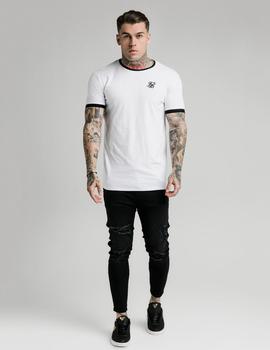 Camiseta INSET STRAIGHT HEM RINGER GYM - White/Bla