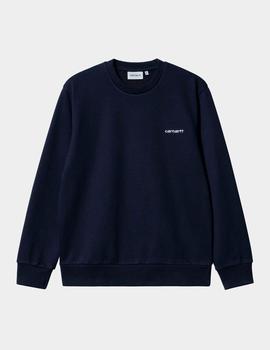 Sudadera Crew CARHARTT WIP EMBROIDERY - Dark Navy / White