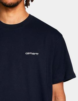 Camiseta CARHARTT SCRIPT EMBROIDERY - Dark Navy / White