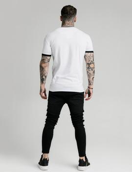 Camiseta INSET STRAIGHT HEM RINGER GYM - White/Bla