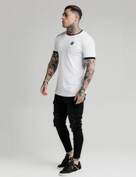 Camiseta INSET STRAIGHT HEM RINGER GYM - White/Bla