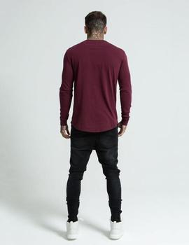Camiseta SIKSILK LONG SLEEVE GYM TEE - BURGUNDY