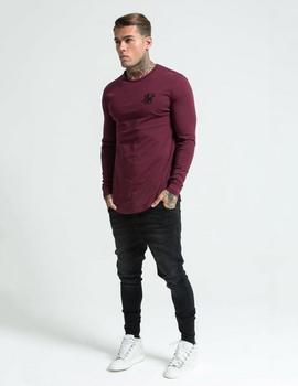 Camiseta SIKSILK LONG SLEEVE GYM TEE - BURGUNDY