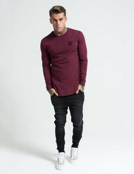Camiseta SIKSILK LONG SLEEVE GYM TEE - BURGUNDY