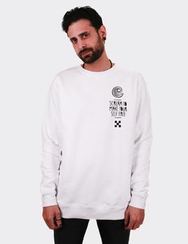 Sudadera Crew CONFUSION SCREAM CHEST - Blanco