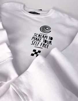 Sudadera Crew CONFUSION SCREAM CHEST - Blanco