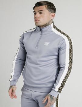 Chaqueta SIKSILK PANELLED RACER 1/4 ZIP FUNNEL NECK - GREY