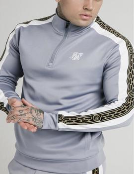 Chaqueta SIKSILK PANELLED RACER 1/4 ZIP FUNNEL NECK - GREY